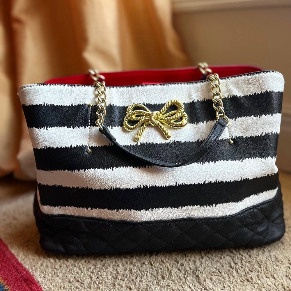 Betsey Johnson Black and White Striped handbag